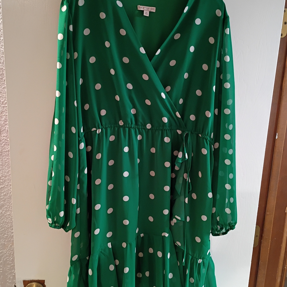 Eva Mendes for New York & Company Green Polka Dot Dress